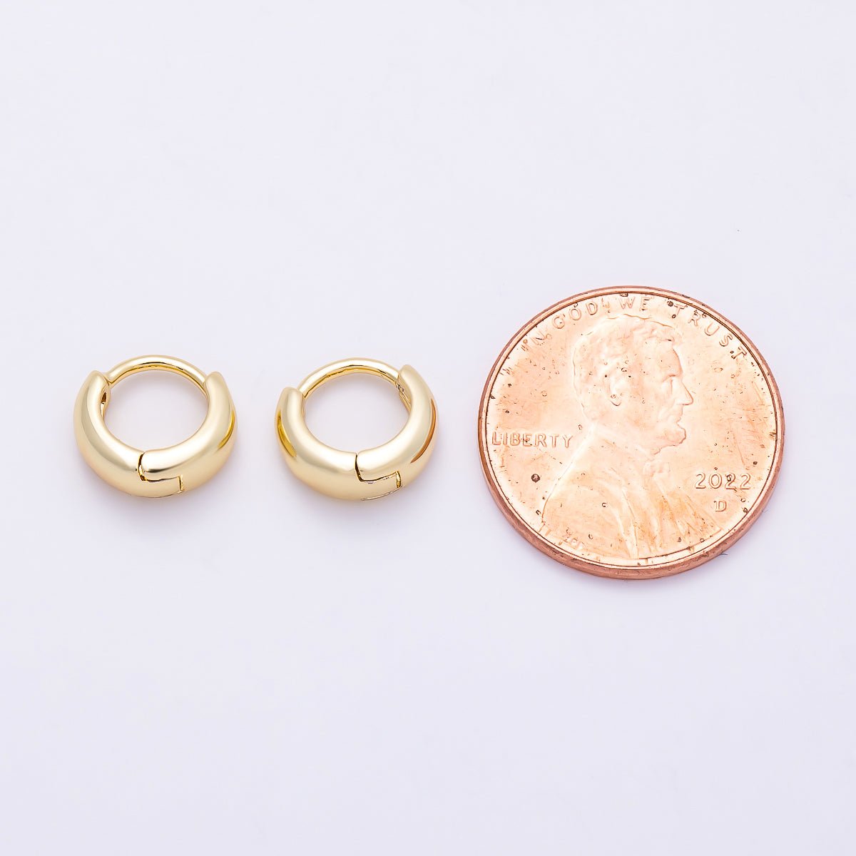 16K Gold Filled 10mm Dome Minimalist Huggie Hoop | Earrings-00701 - DLUXCA