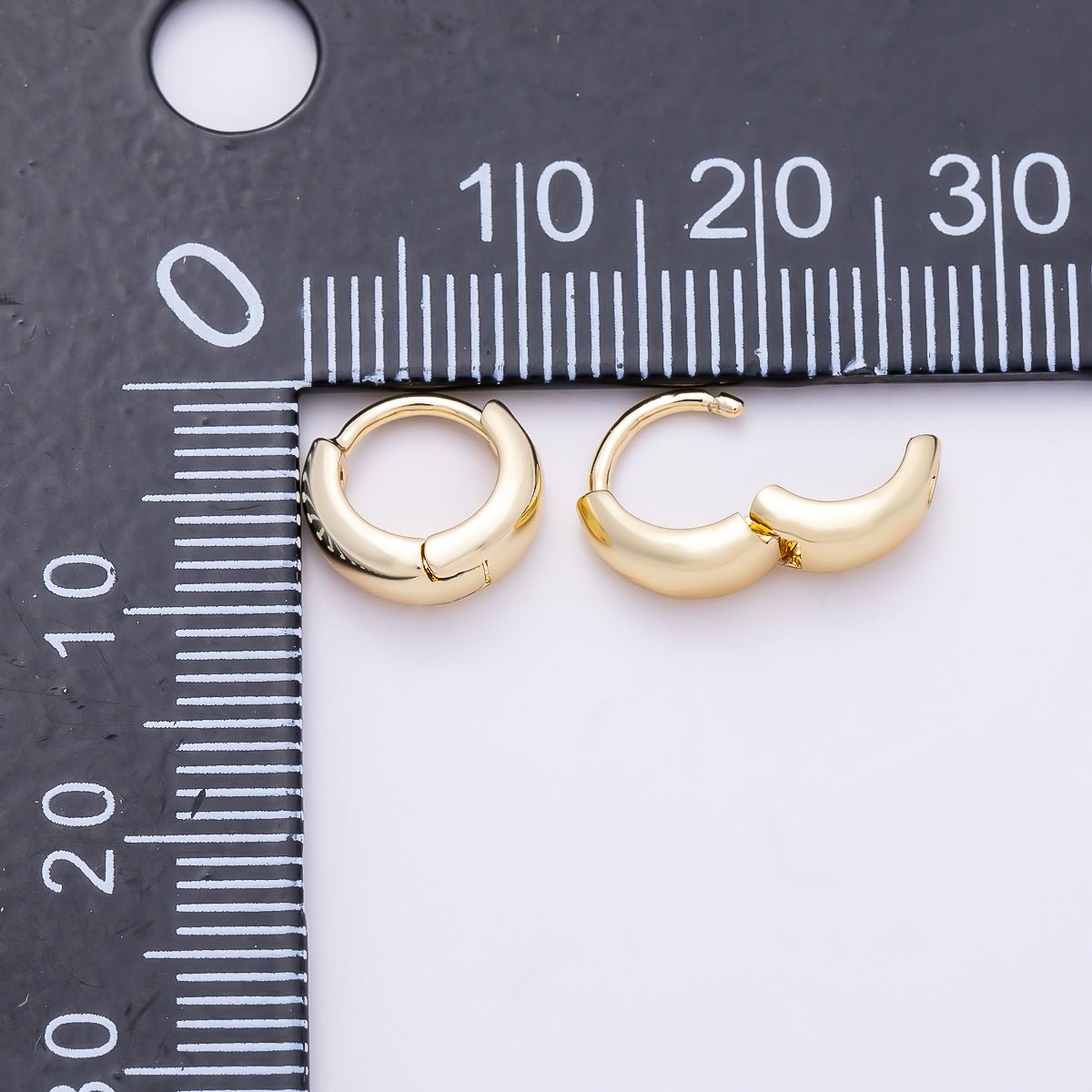 16K Gold Filled 10mm Dome Minimalist Huggie Hoop | Earrings-00701 - DLUXCA