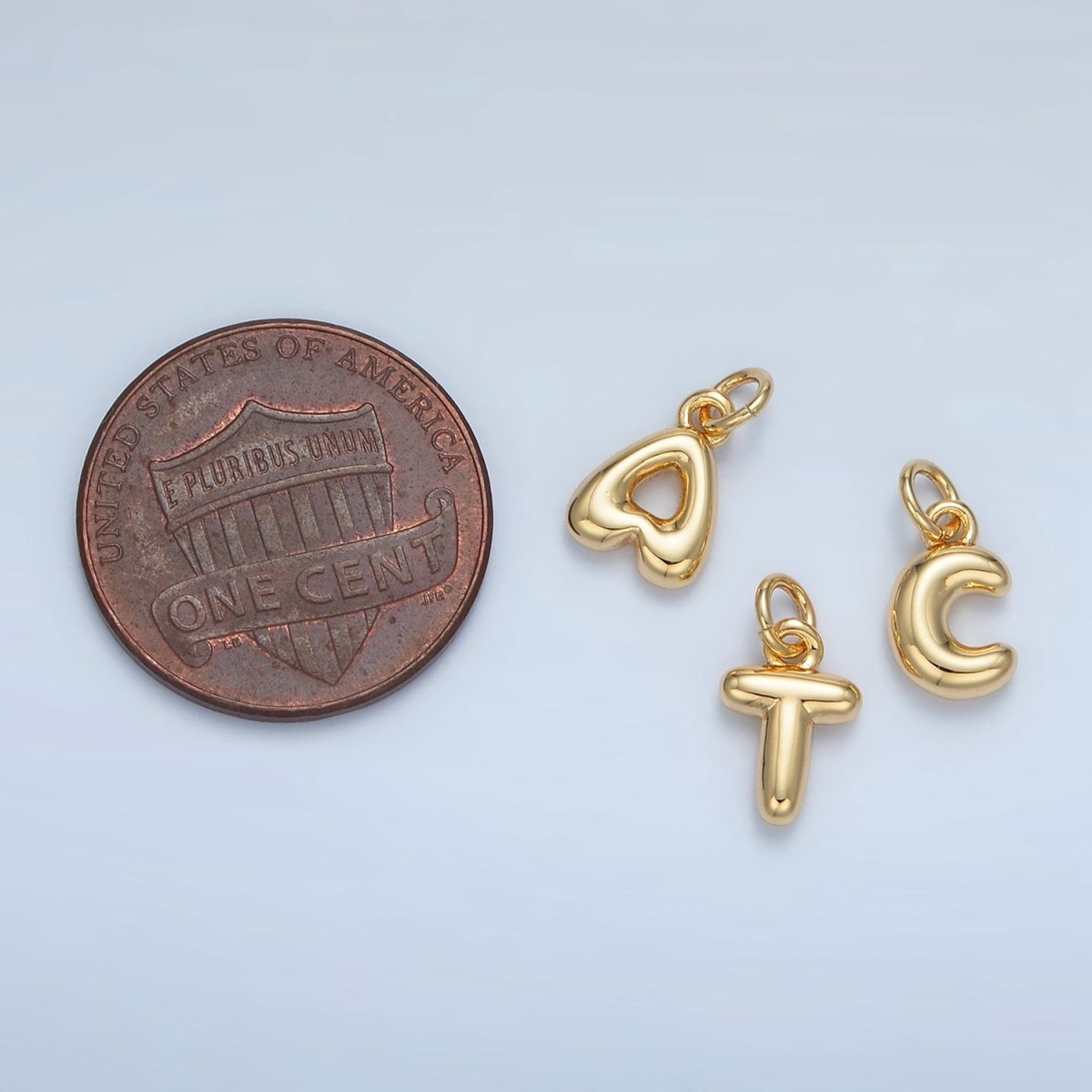 16K Gold Filled 10mm Initial Letter Chubby Balloon Mini Charm | A1591 - A1603 - DLUXCA