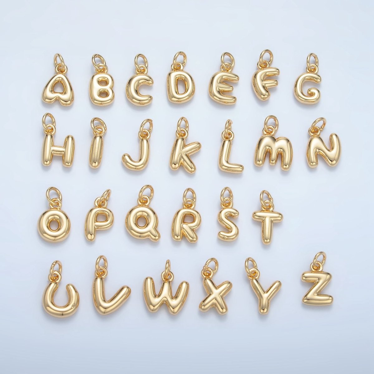 16K Gold Filled 10mm Initial Letter Chubby Balloon Mini Charm | A1591 - A1603 - DLUXCA