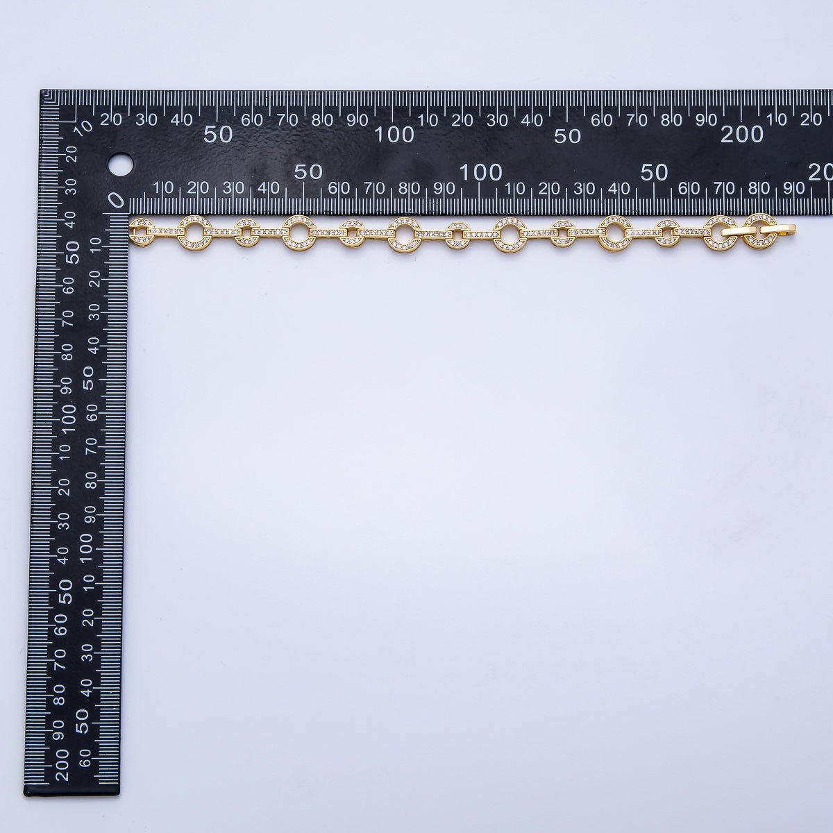 16K Gold Filled 10mm Micro Paved CZ Rolo Chain 7 Inch Adjustable Bracelet | WA - 04045 - DLUXCA