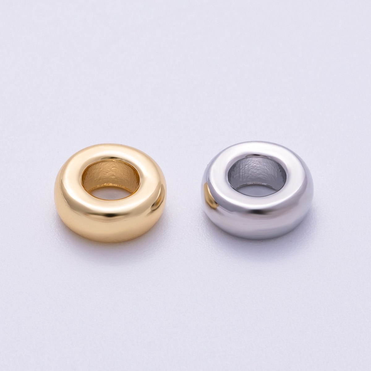 16K Gold Filled 10mm Minimalist Round Geometric Spacer Rondelle in Gold & Silver | Beads - 00237 Beads - 00238 - DLUXCA