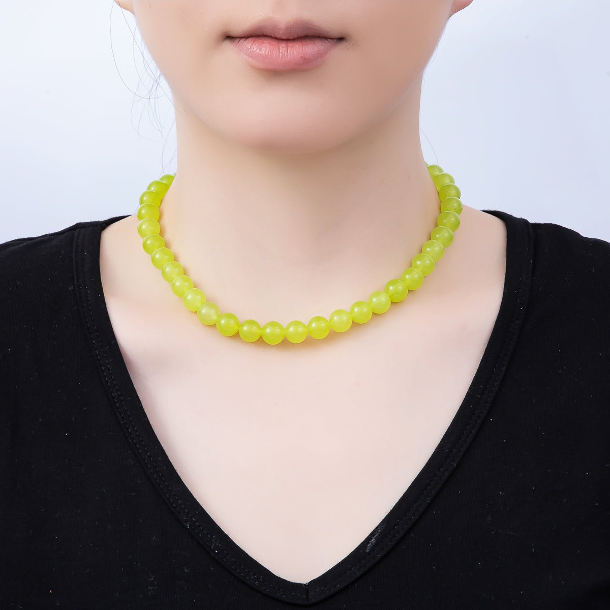 16K Gold Filled 10mm Natural Gemstone Bubble Ball Bead Chain 16 Inch Necklace | WA - 04487 - WA - 04489 - DLUXCA