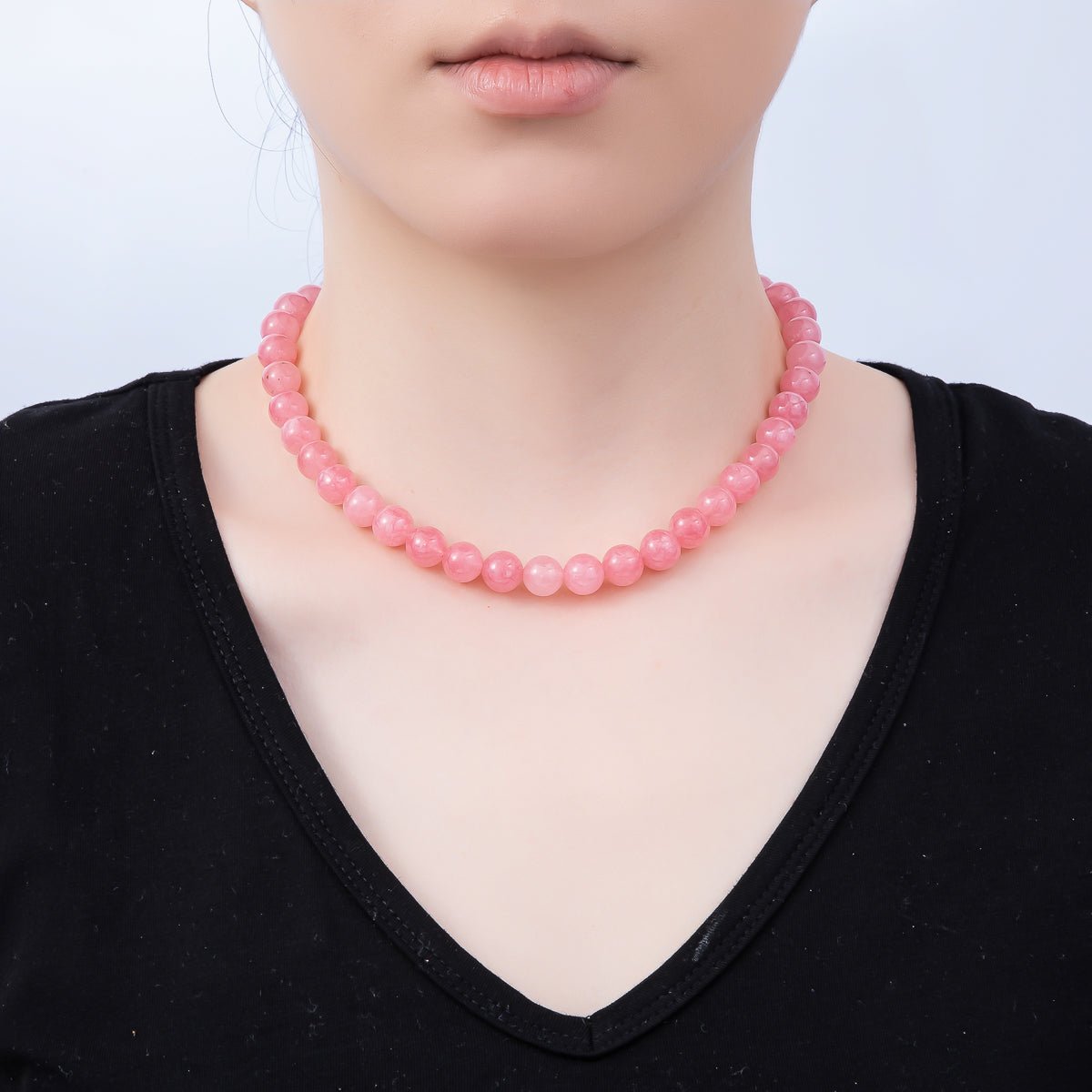 16K Gold Filled 10mm Natural Gemstone Bubble Ball Bead Chain 16 Inch Necklace | WA - 04487 - WA - 04489 - DLUXCA