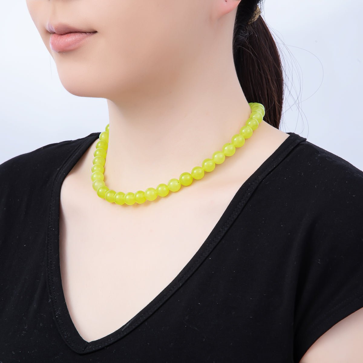 16K Gold Filled 10mm Natural Gemstone Bubble Ball Bead Chain 16 Inch Necklace | WA - 04487 - WA - 04489 - DLUXCA