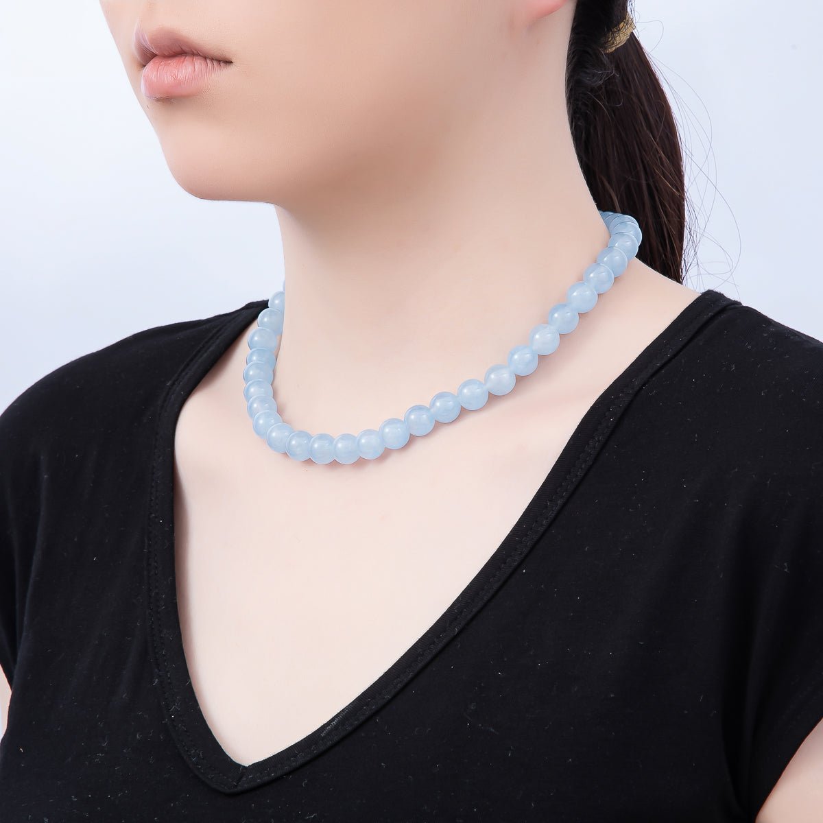 16K Gold Filled 10mm Natural Gemstone Bubble Ball Bead Chain 16 Inch Necklace | WA - 04487 - WA - 04489 - DLUXCA