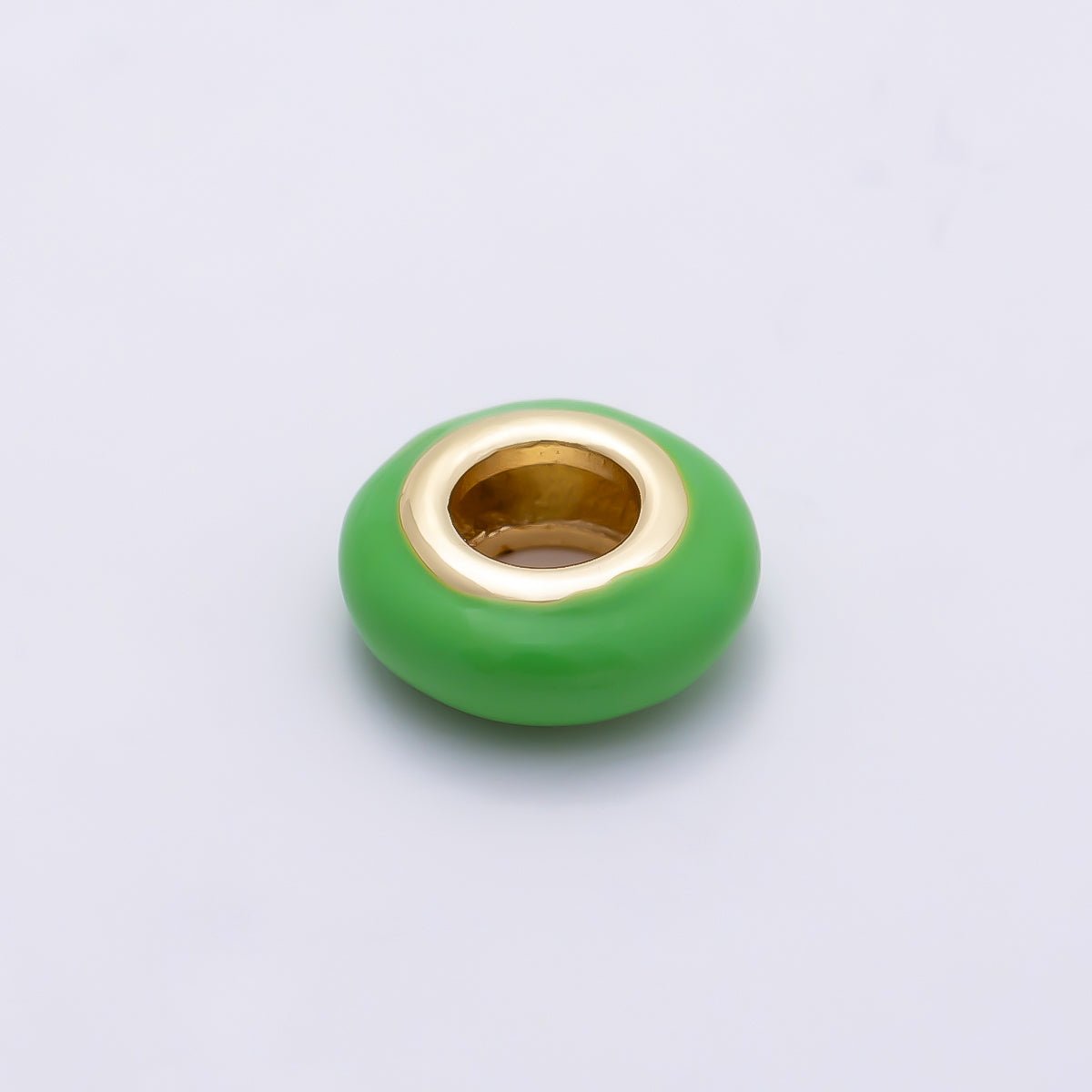 16K Gold Filled 10mm Personalized Birth Month Enamel Rondelle Bead | Beads-00466 ~ Beads-00477 - DLUXCA
