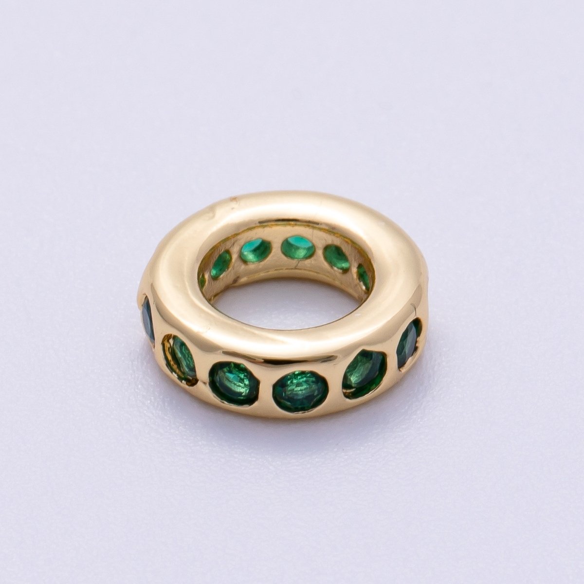 16K Gold Filled 10mm Personalized Round Dotted Birthstone CZ Rondelle Spacer Set | Beads - 00248 ~ Beads - 00259 - DLUXCA