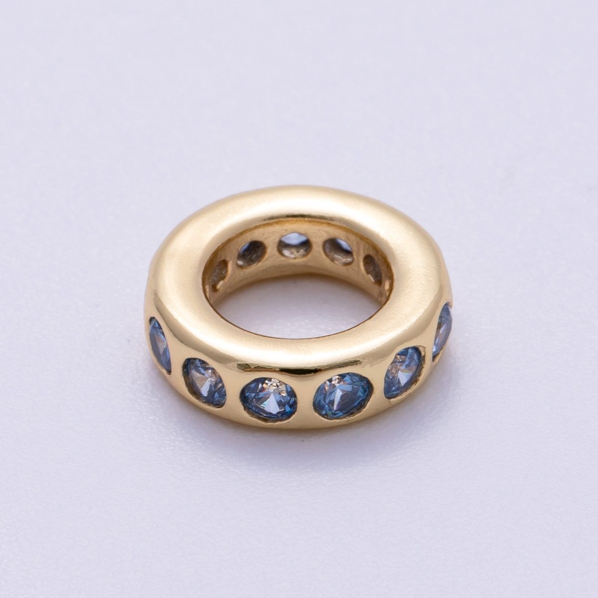 16K Gold Filled 10mm Personalized Round Dotted Birthstone CZ Rondelle Spacer Set | Beads - 00248 ~ Beads - 00259 - DLUXCA
