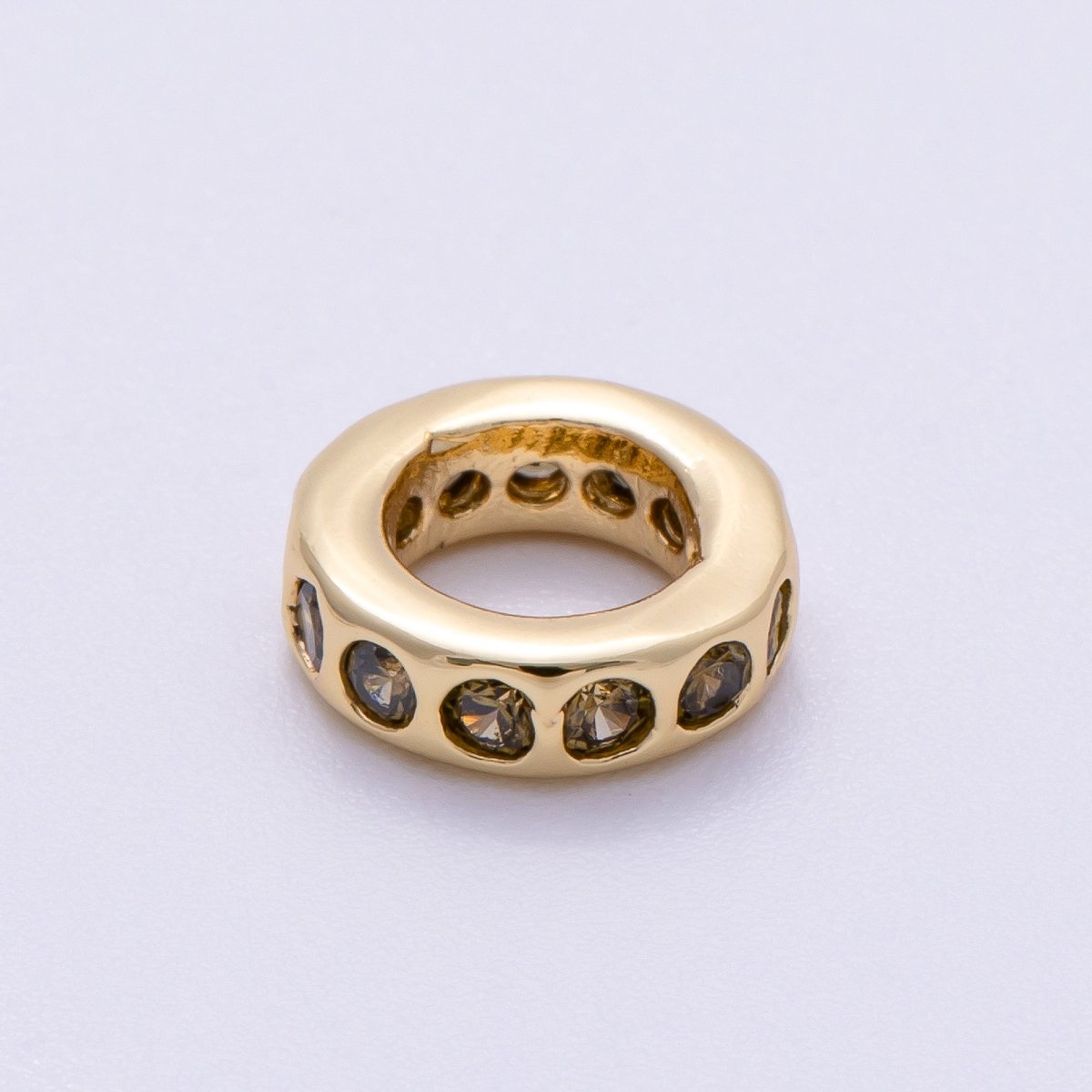 16K Gold Filled 10mm Personalized Round Dotted Birthstone CZ Rondelle Spacer Set | Beads - 00248 ~ Beads - 00259 - DLUXCA