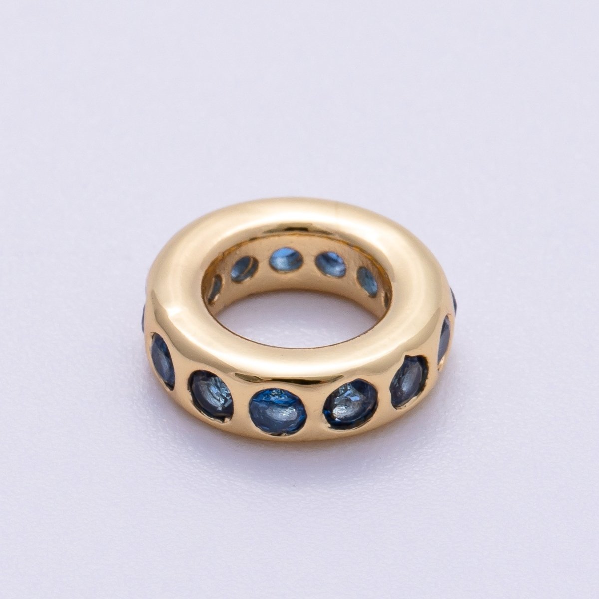 16K Gold Filled 10mm Personalized Round Dotted Birthstone CZ Rondelle Spacer Set | Beads - 00248 ~ Beads - 00259 - DLUXCA