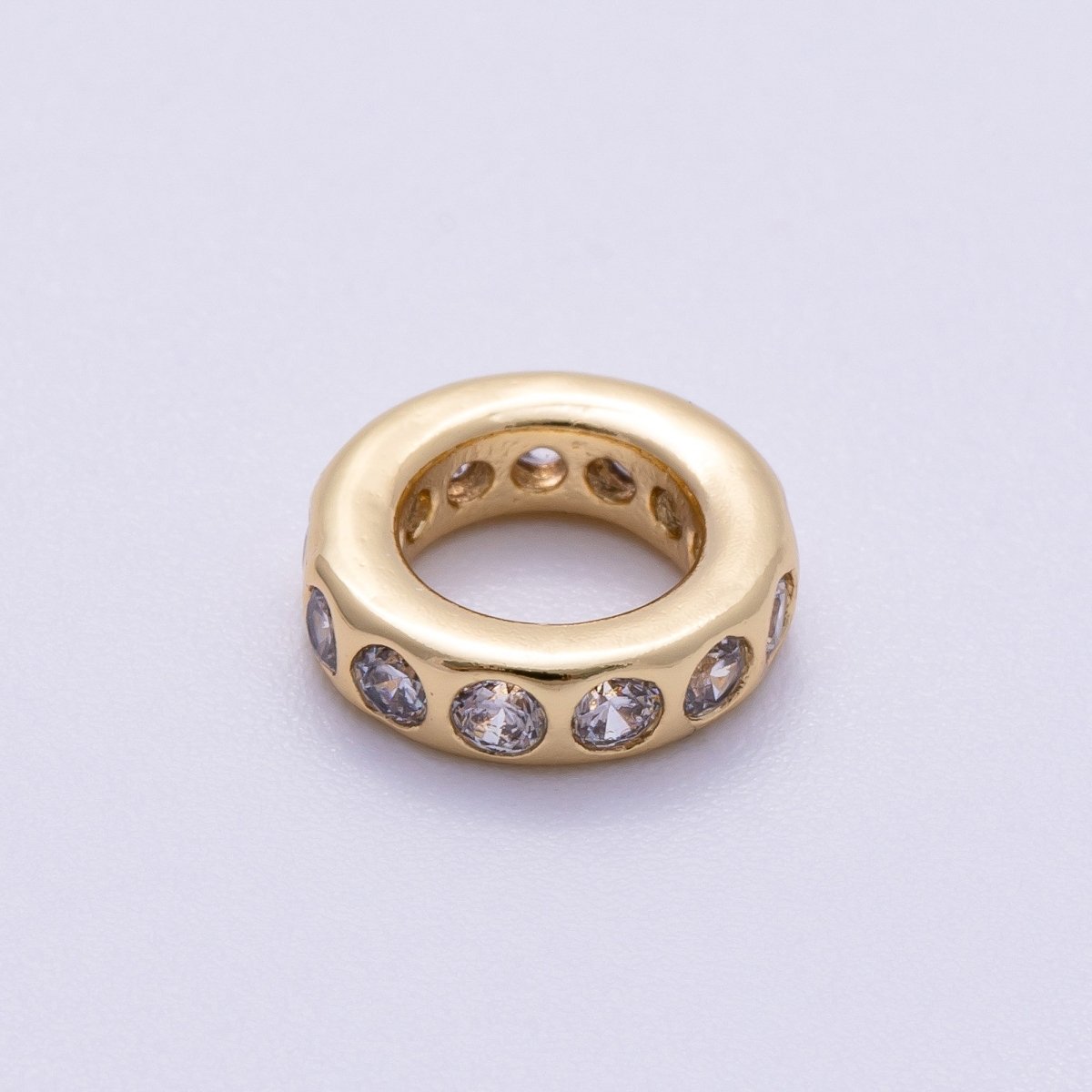 16K Gold Filled 10mm Personalized Round Dotted Birthstone CZ Rondelle Spacer Set | Beads - 00248 ~ Beads - 00259 - DLUXCA