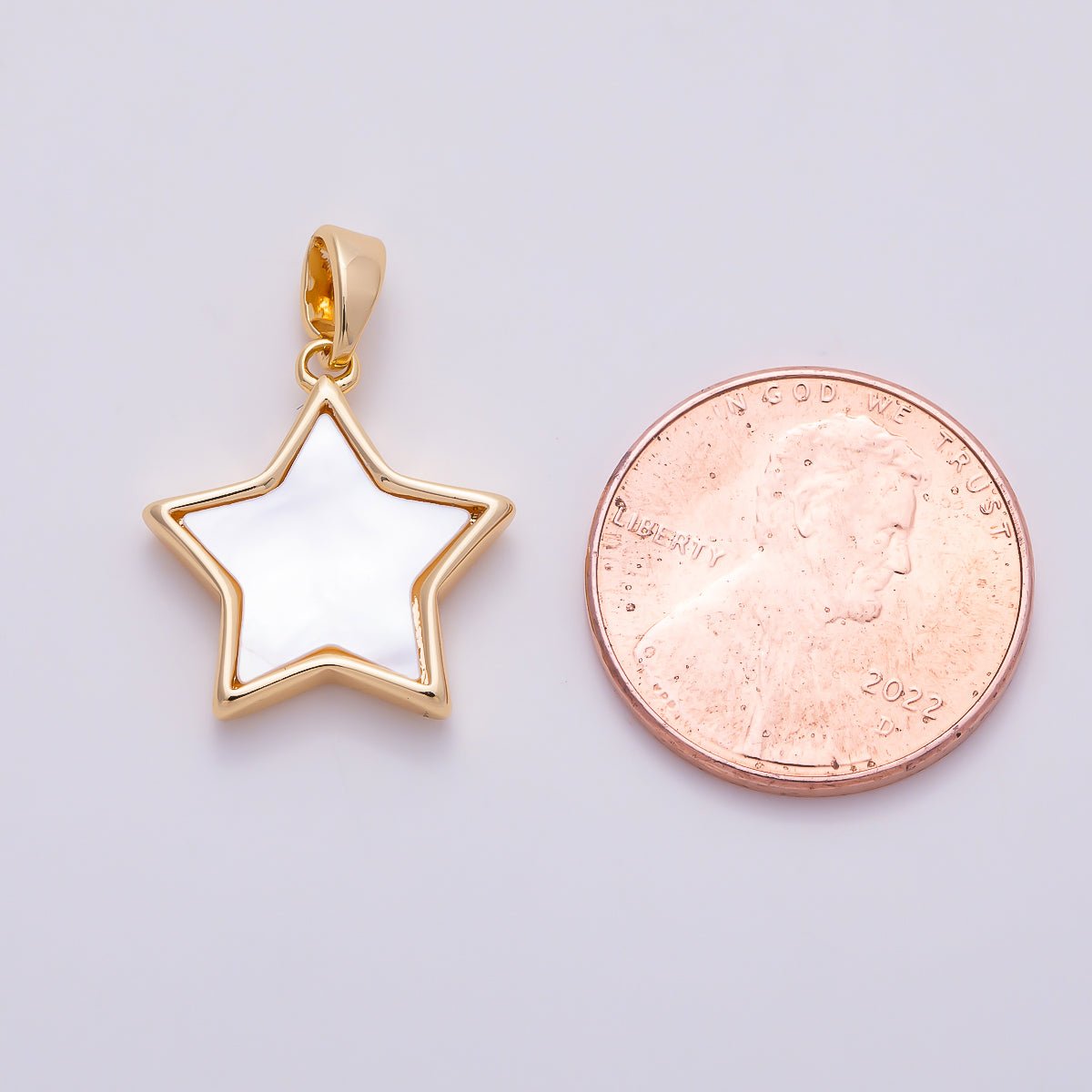 16K Gold Filled 10mm Shell Pearl Celestial Star Charm in Gold & Silver | Charms-01514 Charms-01515 - DLUXCA