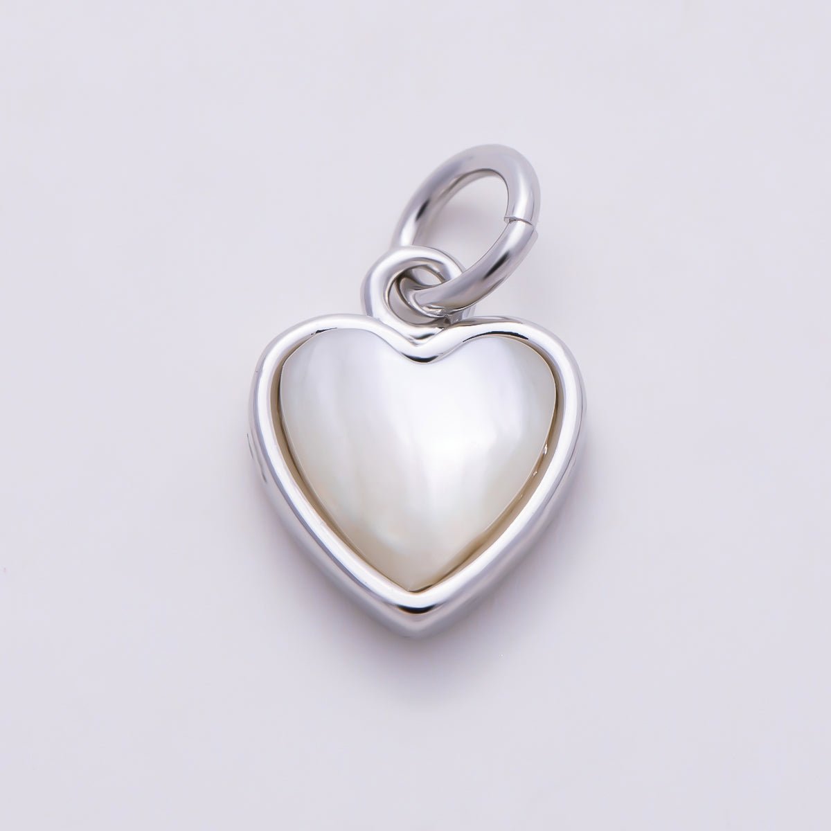 16K Gold Filled 10mm Shell Pearl Heart Bezel Mini Charm in Gold & Silver | Charms-00593 Charms-01519 - DLUXCA