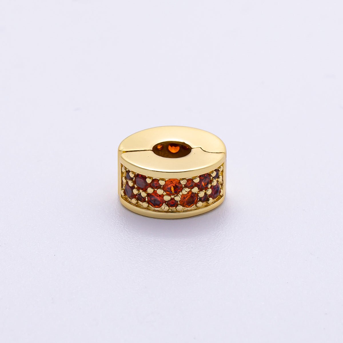 16K Gold Filled 10mm Snap Clip Open Micro Paved CZ Birthstone Spacer Rondelle Personalized Set | Beads - 00220 ~ Beads - 00231 - DLUXCA