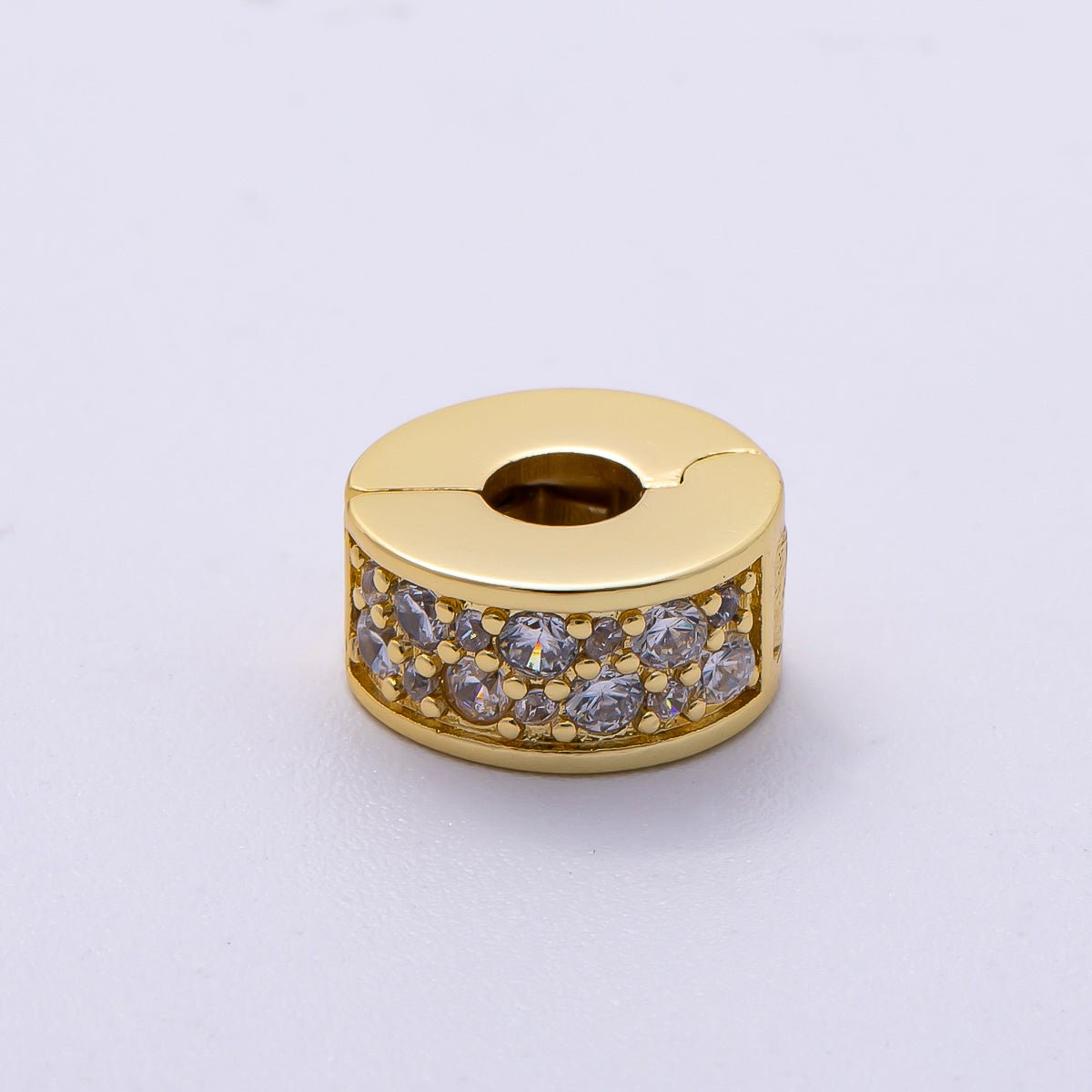 16K Gold Filled 10mm Snap Clip Open Micro Paved CZ Birthstone Spacer Rondelle Personalized Set | Beads - 00220 ~ Beads - 00231 - DLUXCA
