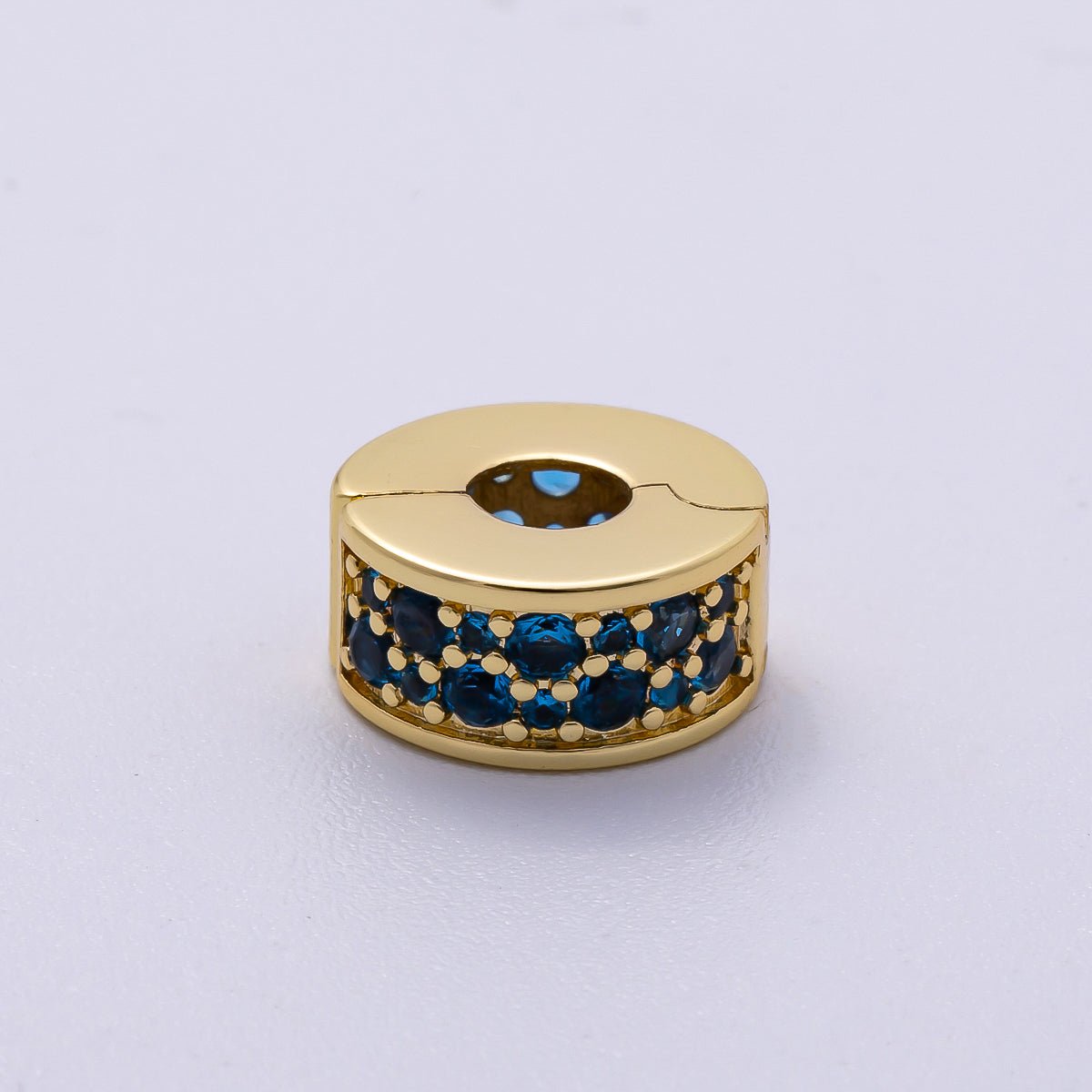 16K Gold Filled 10mm Snap Clip Open Micro Paved CZ Birthstone Spacer Rondelle Personalized Set | Beads - 00220 ~ Beads - 00231 - DLUXCA