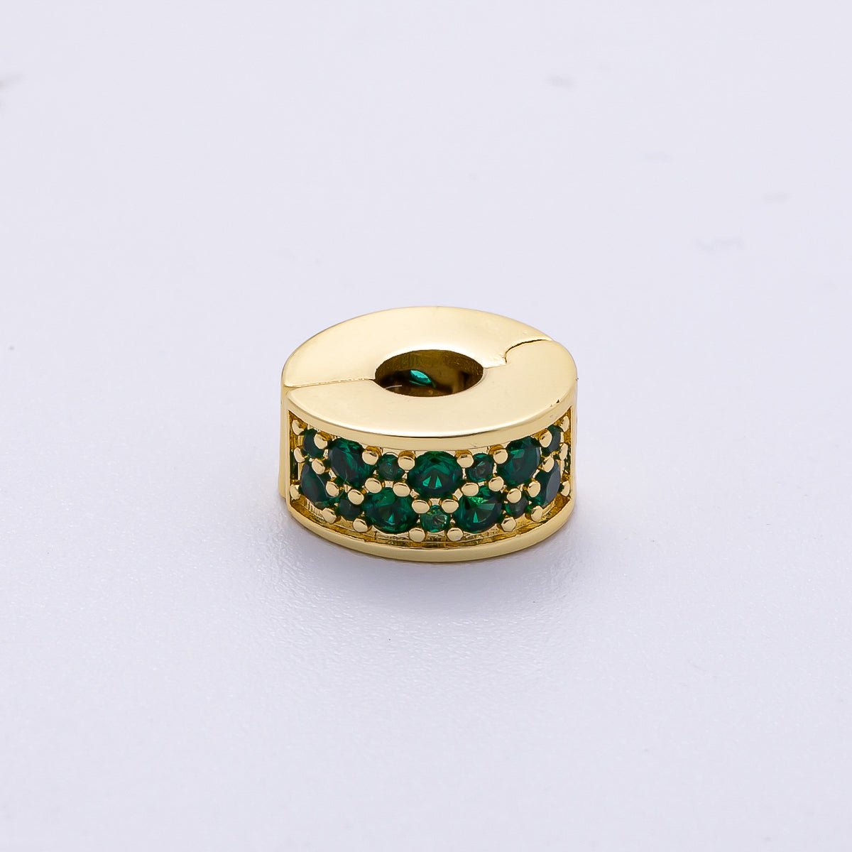 16K Gold Filled 10mm Snap Clip Open Micro Paved CZ Birthstone Spacer Rondelle Personalized Set | Beads - 00220 ~ Beads - 00231 - DLUXCA