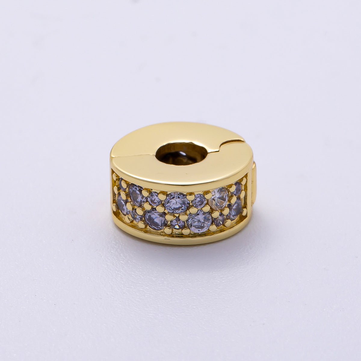 16K Gold Filled 10mm Snap Clip Open Micro Paved CZ Birthstone Spacer Rondelle Personalized Set | Beads - 00220 ~ Beads - 00231 - DLUXCA