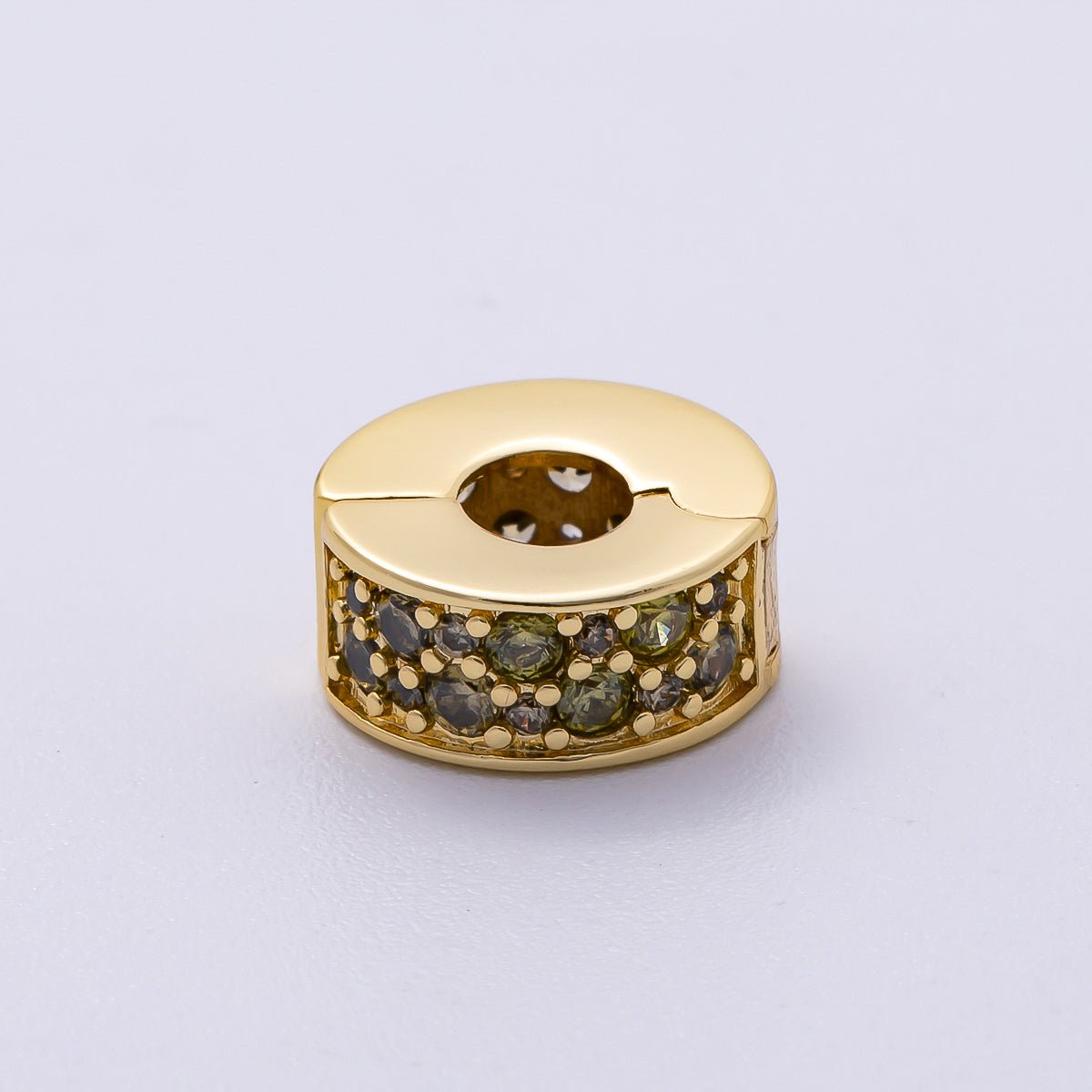 16K Gold Filled 10mm Snap Clip Open Micro Paved CZ Birthstone Spacer Rondelle Personalized Set | Beads - 00220 ~ Beads - 00231 - DLUXCA