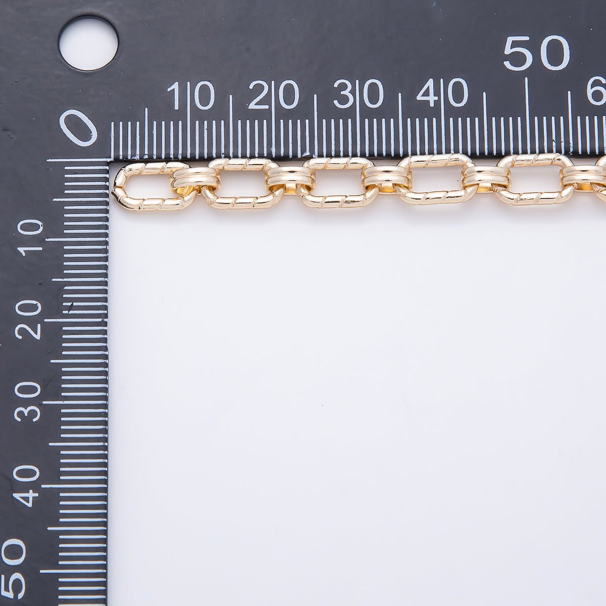 16K Gold Filled 10mm x 6mm Lined Paperclip w Double Cable Link Unfinished Chain by Yard | Roll-01894 - DLUXCA