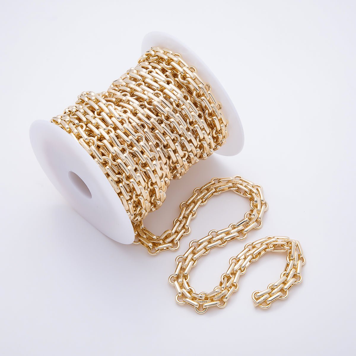 16K Gold Filled 11.5mm Multi Paperclip Geometric Link Unfinished Chain by Yard | Roll-01895 - DLUXCA