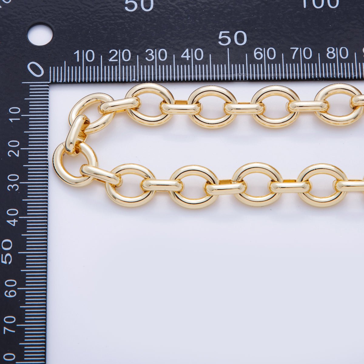 16K Gold Filled 11.8mm Minimalist Rolo Unfinished Chain by Yard | Roll - 1568 - DLUXCA