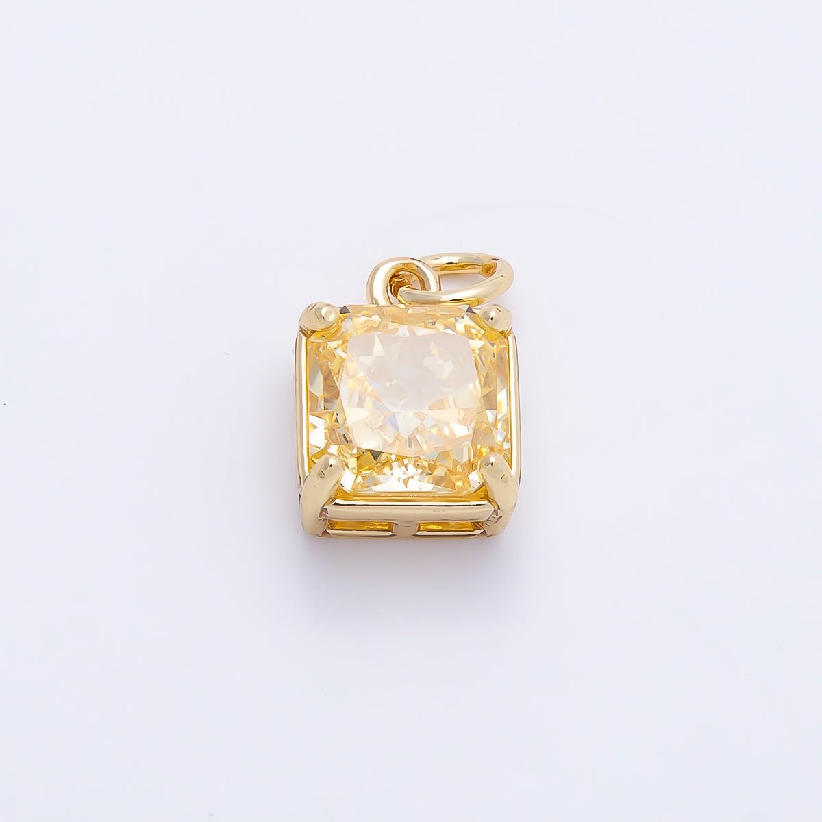 16K Gold Filled 11mm Birthstone CZ Square Charm | Charms-01172 ~ Charms-01183 - DLUXCA