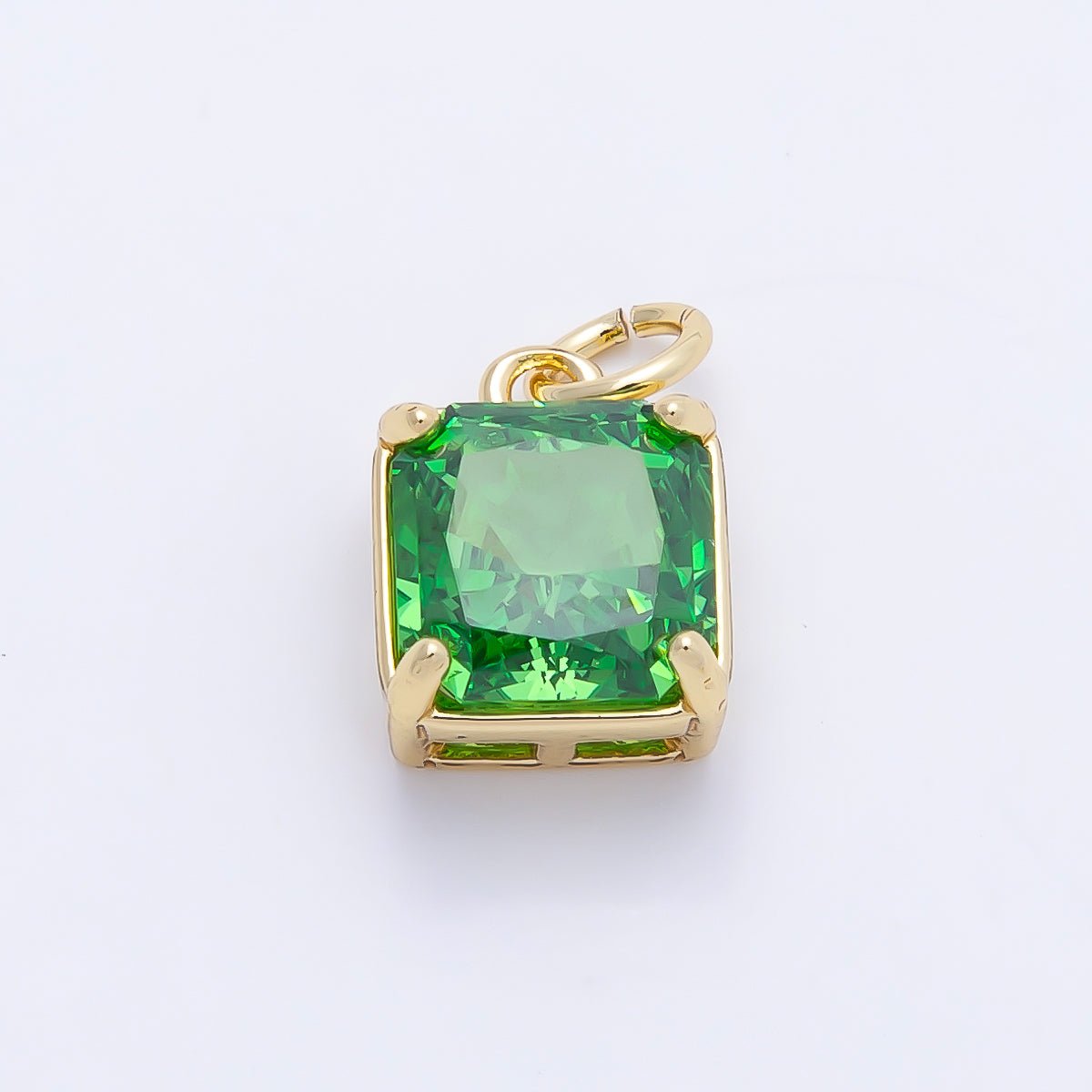 16K Gold Filled 11mm Birthstone CZ Square Charm | Charms-01172 ~ Charms-01183 - DLUXCA