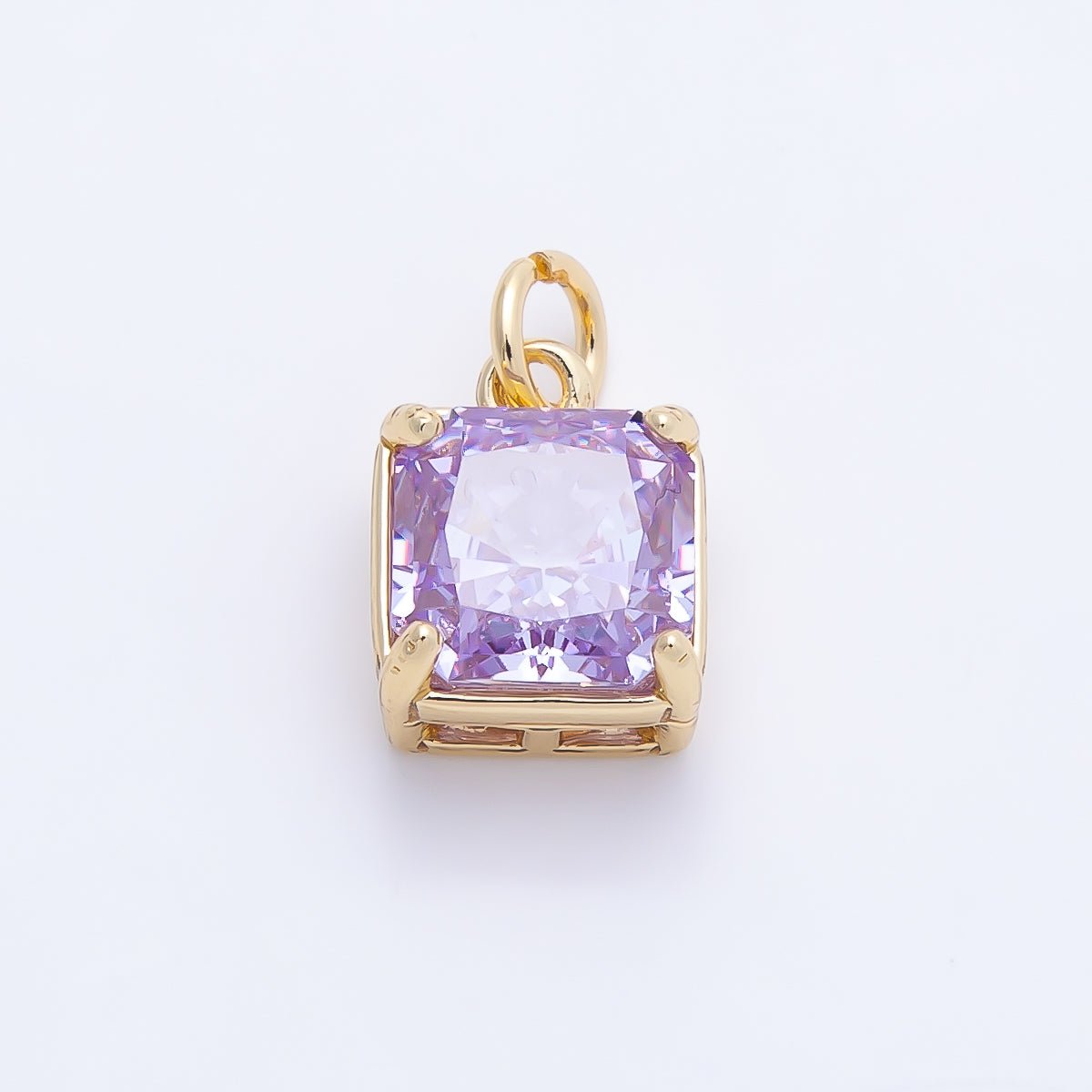 16K Gold Filled 11mm Birthstone CZ Square Charm | Charms-01172 ~ Charms-01183 - DLUXCA
