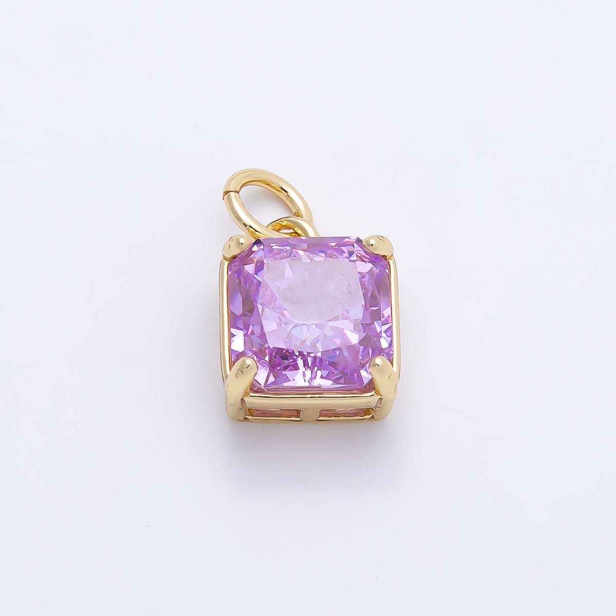 16K Gold Filled 11mm Birthstone CZ Square Charm | Charms-01172 ~ Charms-01183 - DLUXCA