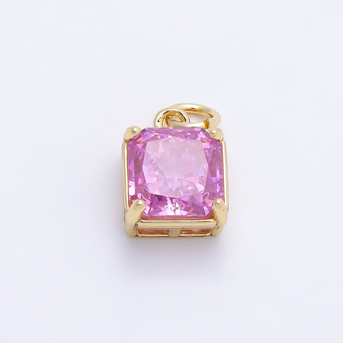 16K Gold Filled 11mm Birthstone CZ Square Charm | Charms-01172 ~ Charms-01183 - DLUXCA