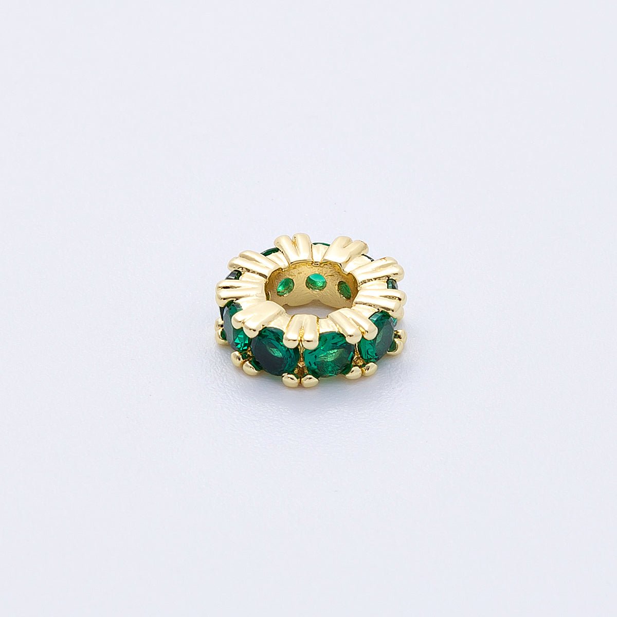 16K Gold Filled 11mm Birthstone Micro Paved Rondelle Spacer Set | Beads - 00064 ~ Beads - 00076 - DLUXCA