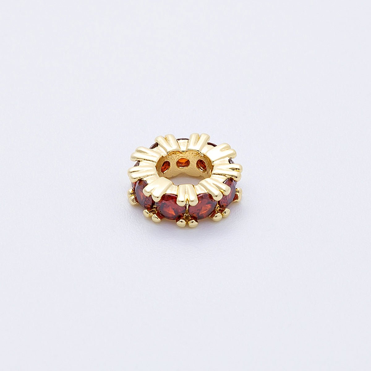 16K Gold Filled 11mm Birthstone Micro Paved Rondelle Spacer Set | Beads - 00064 ~ Beads - 00076 - DLUXCA