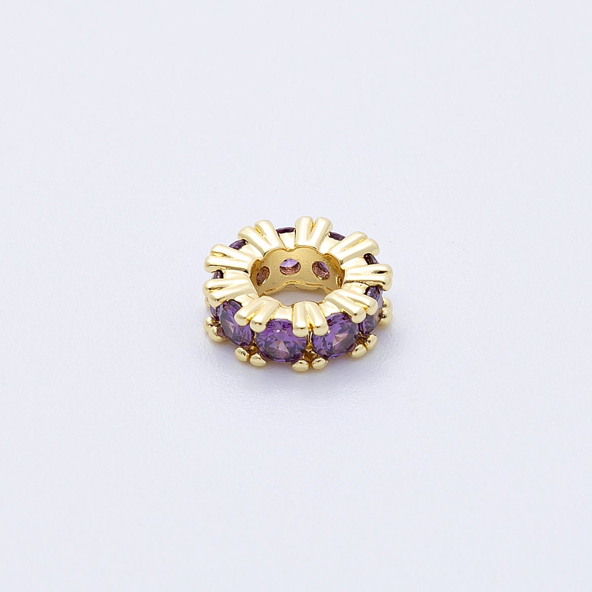 16K Gold Filled 11mm Birthstone Micro Paved Rondelle Spacer Set | Beads - 00064 ~ Beads - 00076 - DLUXCA