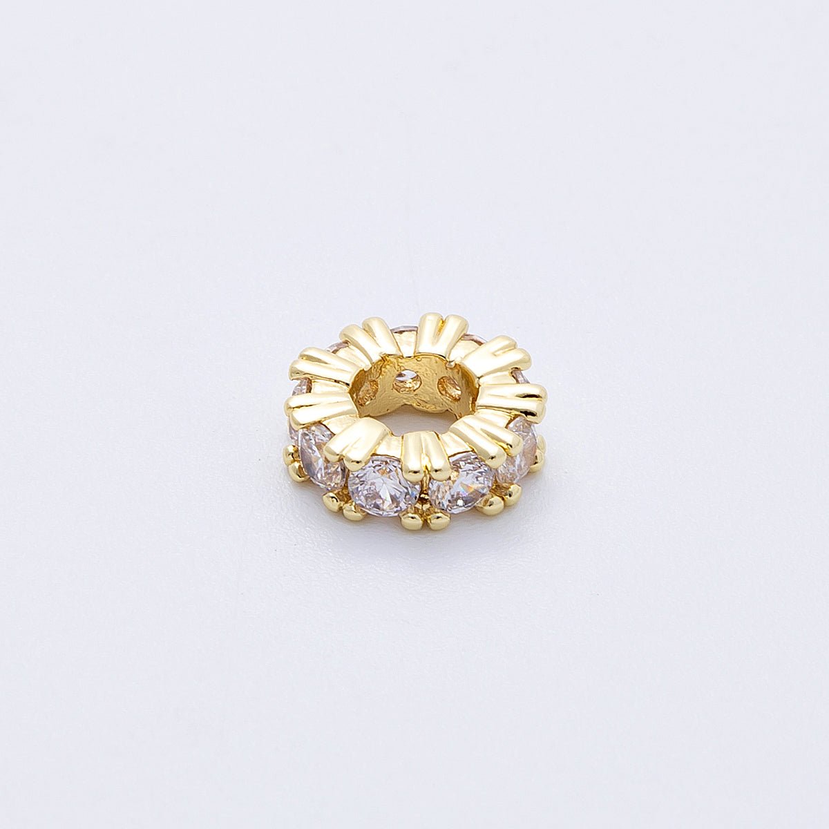 16K Gold Filled 11mm Birthstone Micro Paved Rondelle Spacer Set | Beads - 00064 ~ Beads - 00076 - DLUXCA