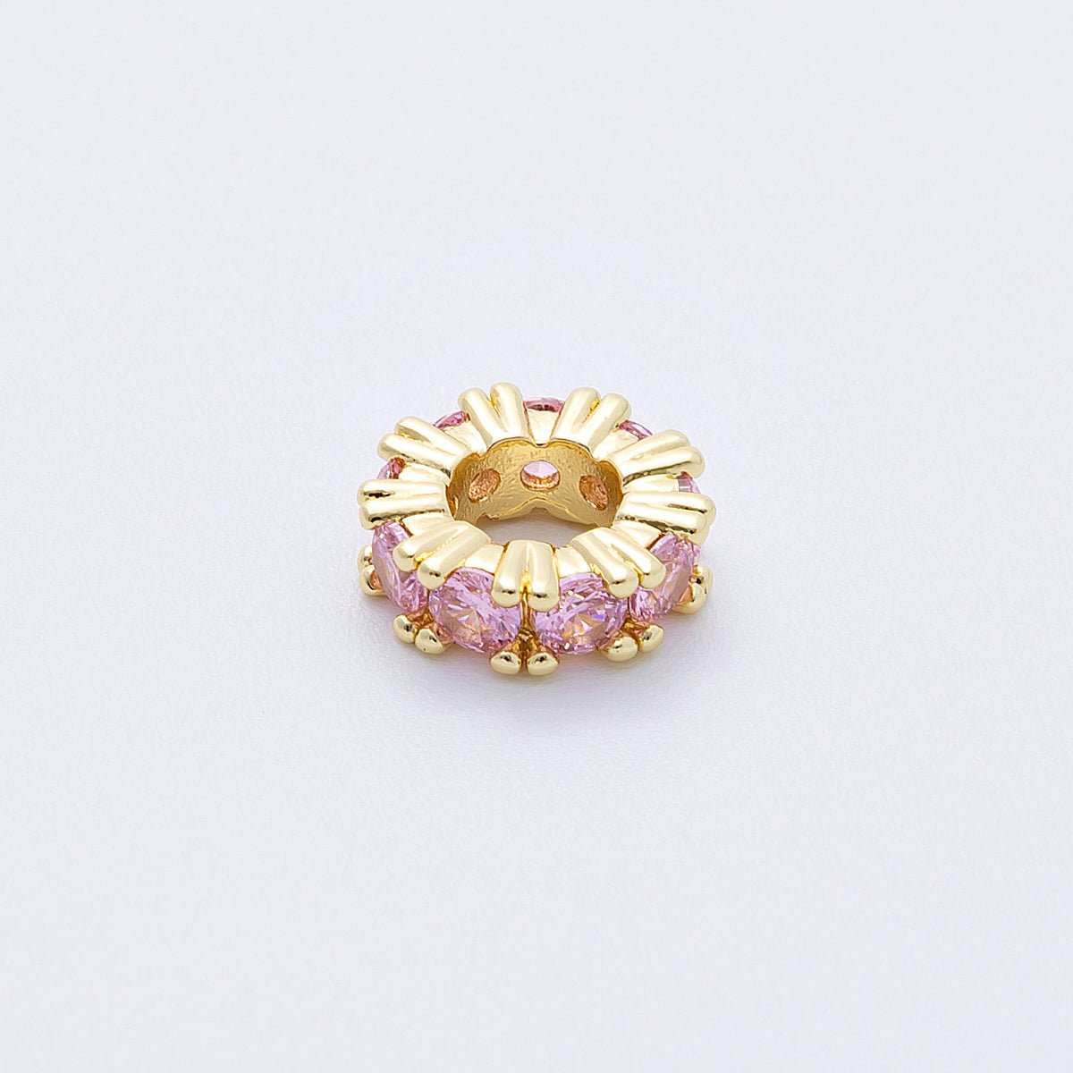 16K Gold Filled 11mm Birthstone Micro Paved Rondelle Spacer Set | Beads - 00064 ~ Beads - 00076 - DLUXCA