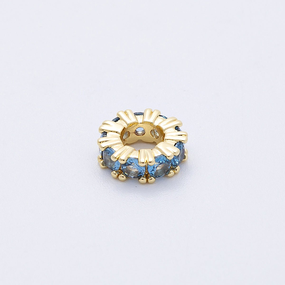 16K Gold Filled 11mm Birthstone Micro Paved Rondelle Spacer Set | Beads - 00064 ~ Beads - 00076 - DLUXCA