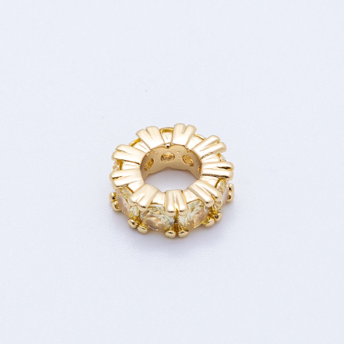 16K Gold Filled 11mm Birthstone Micro Paved Rondelle Spacer Set | Beads - 00064 ~ Beads - 00076 - DLUXCA