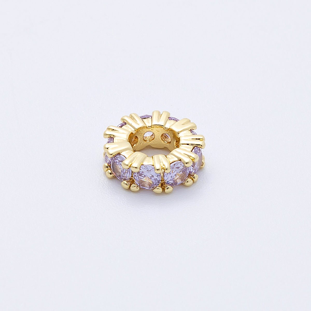 16K Gold Filled 11mm Birthstone Micro Paved Rondelle Spacer Set | Beads - 00064 ~ Beads - 00076 - DLUXCA