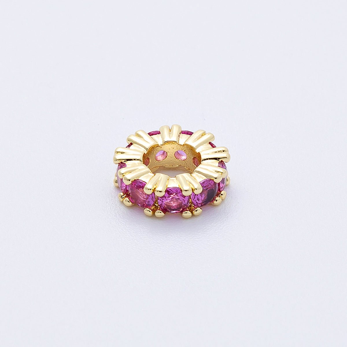 16K Gold Filled 11mm Birthstone Micro Paved Rondelle Spacer Set | Beads - 00064 ~ Beads - 00076 - DLUXCA