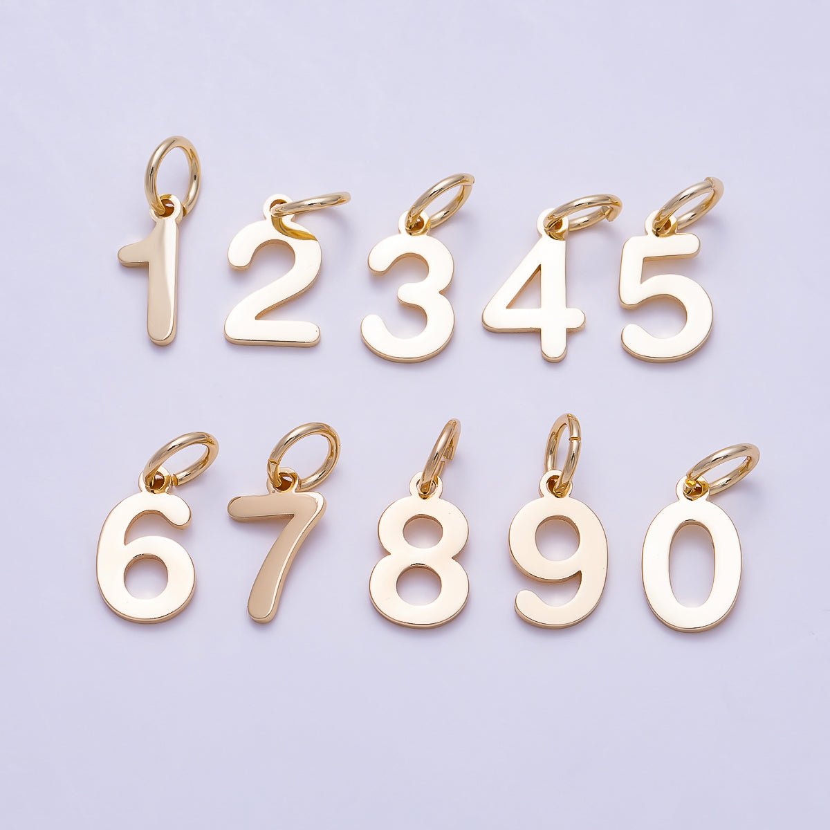16K Gold Filled 11mm Bold Geometric Number Charm 0-9 | Charms-01736 ~ Charms-01745 - DLUXCA