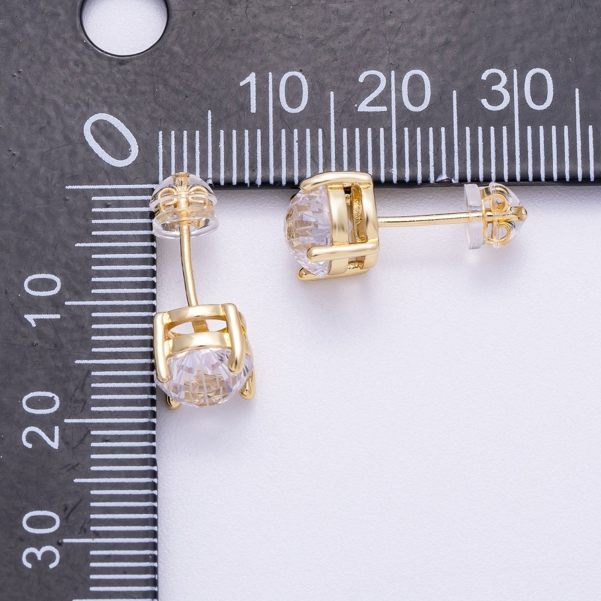 16K Gold Filled 11mm Clear CZ Teardrop Stud Earrings | Earrings - 00332 - DLUXCA