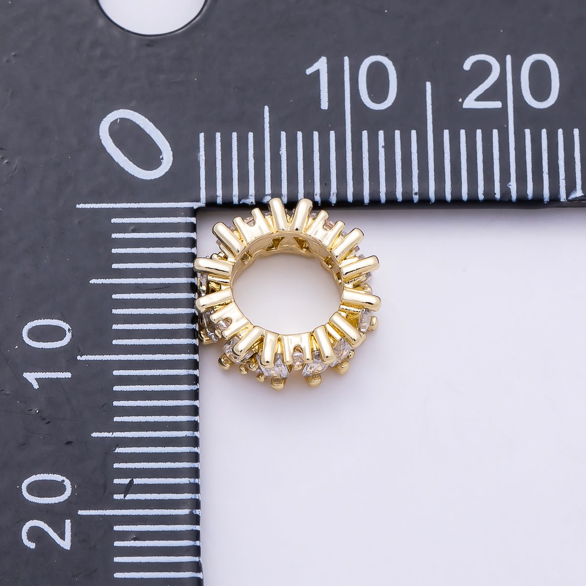 16K Gold Filled 11mm Clear Round Baguette CZ Rondelle Bead | Beads-00481 - DLUXCA