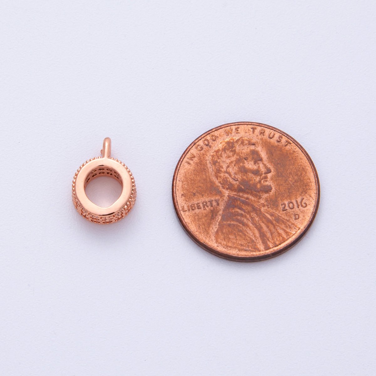 16K Gold Filled 11mm Double Micro Paved CZ Rondelle Loop Drop Finding in Gold, Silver and Rose Gold | Findings 00024 - 00026 - DLUXCA