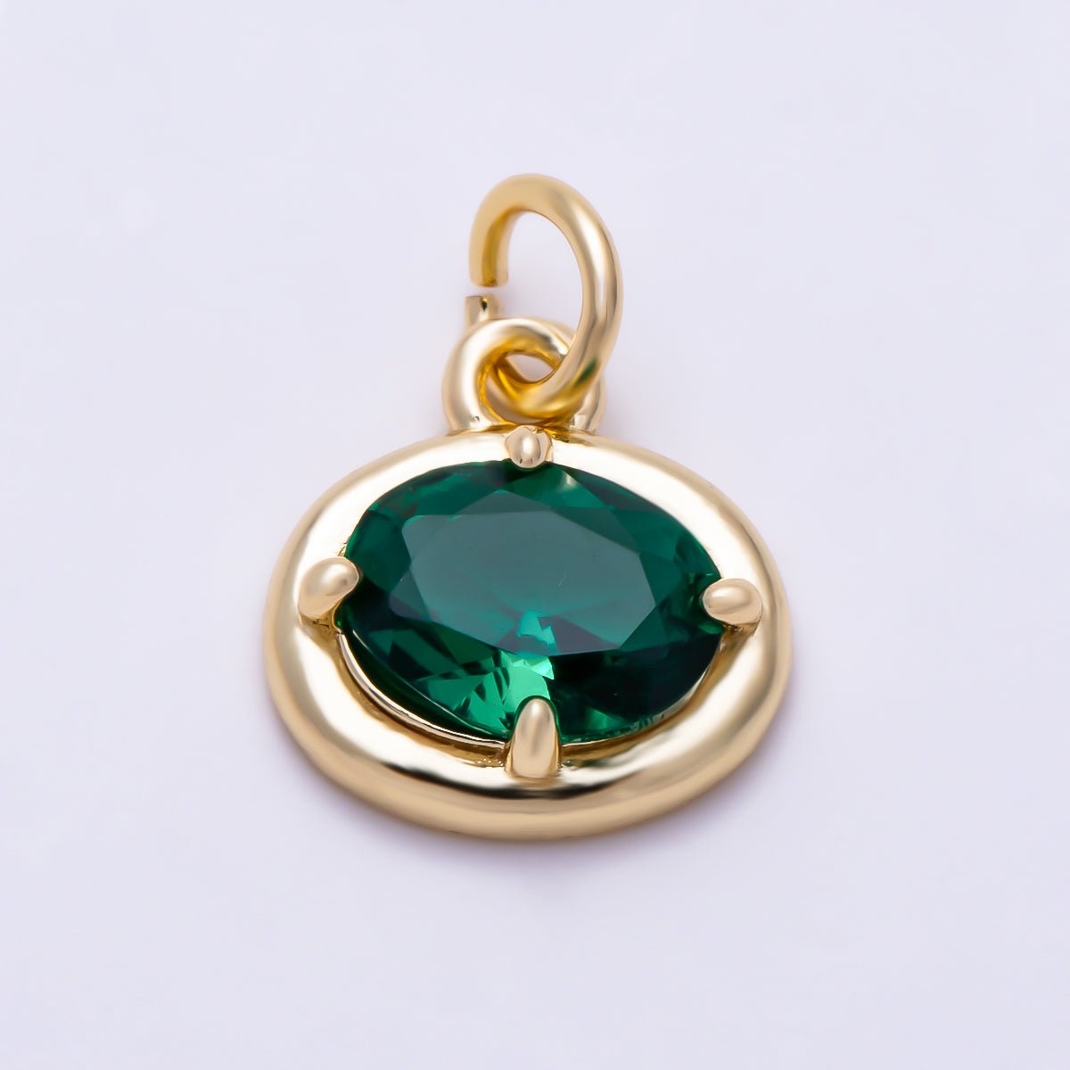 16K Gold Filled 11mm Oval CZ Faceted Birthstone Bezel Charm | Charms-01794 - Charms-01804 - DLUXCA
