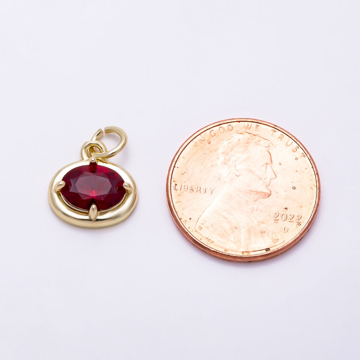 16K Gold Filled 11mm Oval CZ Faceted Birthstone Bezel Charm | Charms-01794 - Charms-01804 - DLUXCA