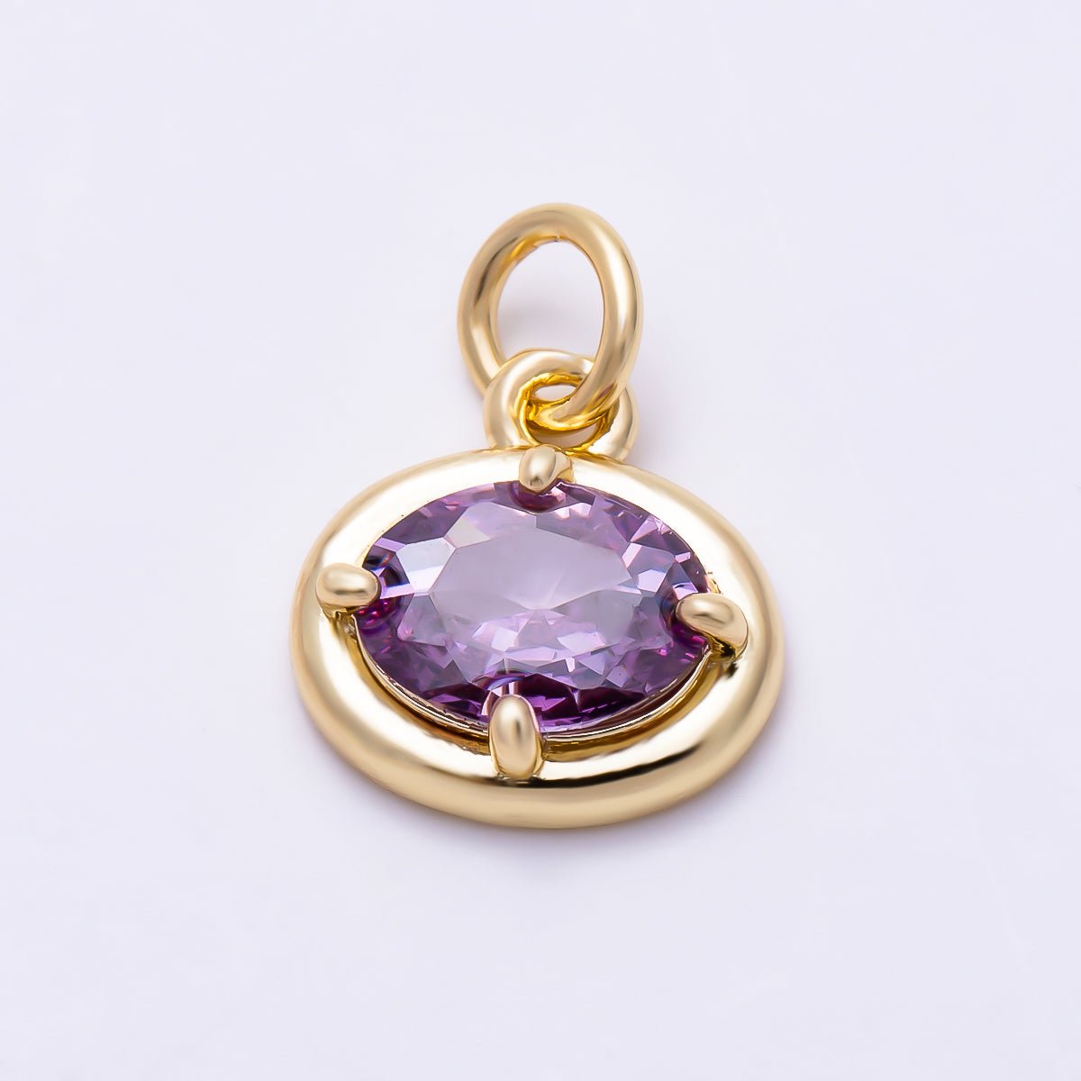 16K Gold Filled 11mm Oval CZ Faceted Birthstone Bezel Charm | Charms-01794 - Charms-01804 - DLUXCA