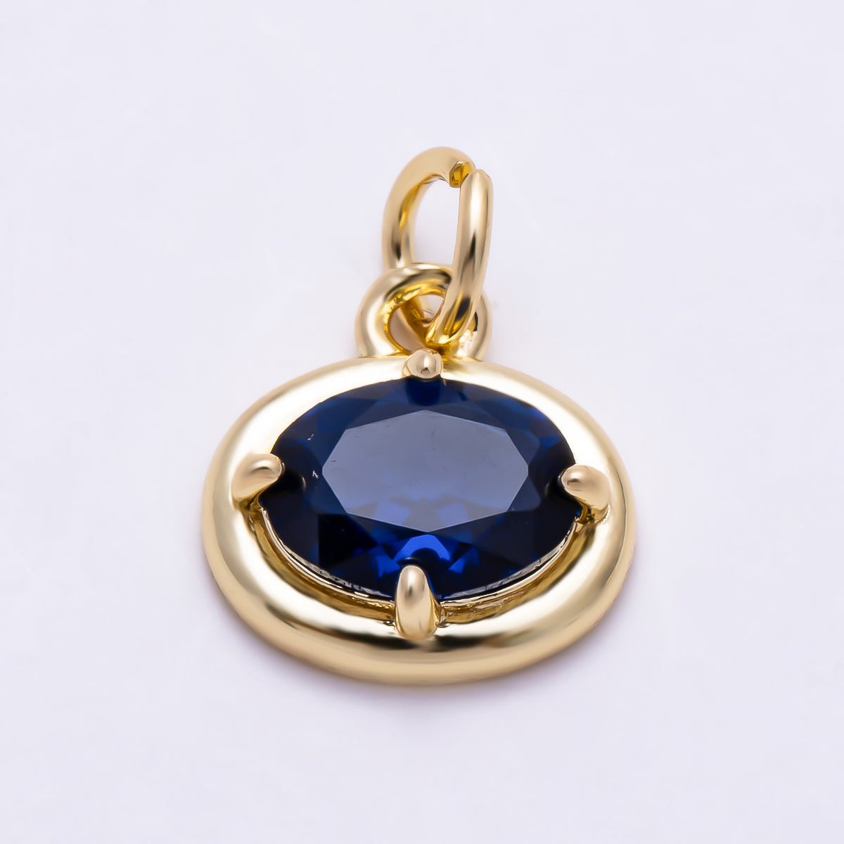 16K Gold Filled 11mm Oval CZ Faceted Birthstone Bezel Charm | Charms-01794 - Charms-01804 - DLUXCA