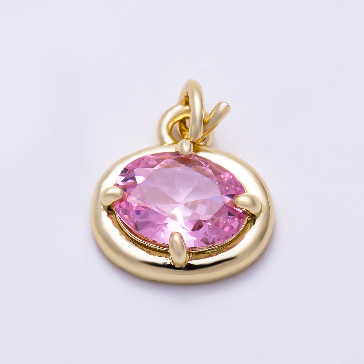 16K Gold Filled 11mm Oval CZ Faceted Birthstone Bezel Charm | Charms-01794 - Charms-01804 - DLUXCA